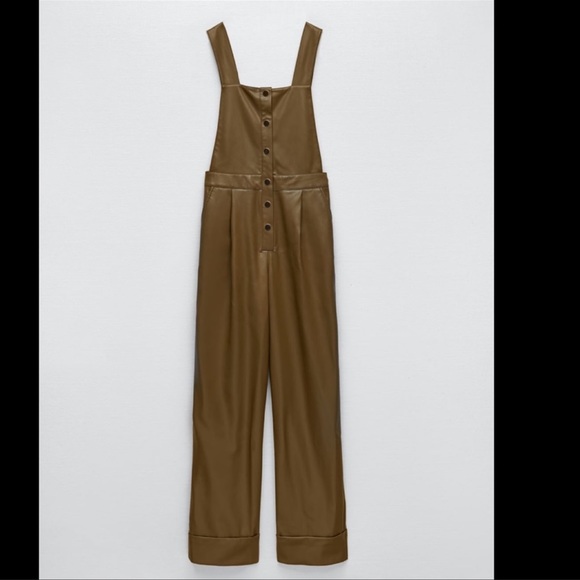 ZARA FAUX LEATHER JUMPSUIT | SIZE: XL | NWT - Picture 3 of 8